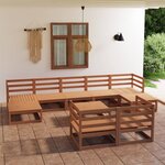 vidaXL Salon de jardin 10 Pièces marron miel bois de pin massif