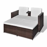 vidaXL Salon de jardin 4 Pièces avec coussins Résine tressée Marron