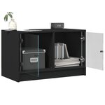 vidaXL Meuble TV avec portes en verre noir 68x37x42 cm
