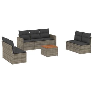 vidaXL Salon de jardin 8 Pièces avec coussins gris résine tressée