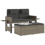 vidaXL Banc inclinable de jardin avec coussins gris résine tressée