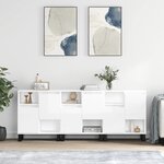 vidaXL Buffets 3 Pièces blanc brillant bois d'ingénierie