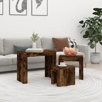 vidaXL Tables basses gigognes 3 Pièces Chêne fumé Bois d'ingénierie