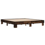 vidaXL Cadre de lit chêne fumé 160x200 cm bois d'ingénierie et métal