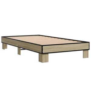 vidaXL Cadre de lit chêne sonoma 100x200 cm bois d'ingénierie et métal