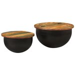 vidaXL Ensemble de tables basses 2 Pièces noir bois récupération massif