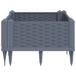 vidaXL Jardinière avec piquets gris 42 5x42 5x28 5 cm PP