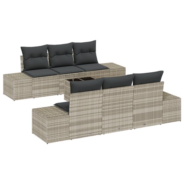 vidaXL Ensemble de 7 canapés de jardin avec coussins gris clair poly rotin