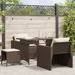 vidaXL Salon de jardin 4 Pièces avec coussins marron résine tressée