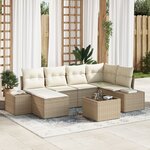vidaXL Ensemble de canapé de jardin 7 pièces avec coussins en rotin poly brun