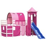 vidaXL Lit mezzanine enfants avec tour rose 90x200 cm bois pin massif