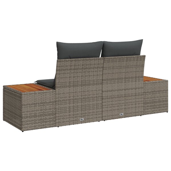 Canapé de jardin 2 places vidaXL avec rangement et coussins gris en poly rattan