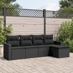 vidaXL Salon de jardin 5 Pièces avec coussins noir résine tressée