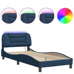 vidaXL Cadre de lit avec lumières LED bleu 90x190 cm tissu
