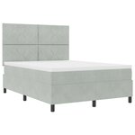 Lit à ressorts vidaXL avec matelas Gris clair 140x200 cm Velours