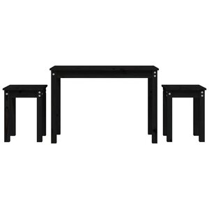 vidaXL Tables gigognes 3 Pièces Noir Bois de pin massif
