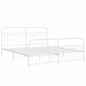 vidaXL Cadre de lit métal avec tête de lit/pied de lit blanc 183x213cm