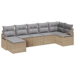 Ensemble de 7 pièces de Canapé de Jardin avec Coussins Beige Rattan Poly