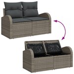 Ensemble de Canapé de Jardin 6 Pièces avec Coussins Gris Rattan Poly