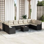 Ensemble de Canapé de Jardin de 10 Pièces avec Coussins Marron Rattan Poly