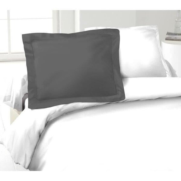 2 Taies d'Oreillers 100  coton 50 x 70 cm - Gris foncé