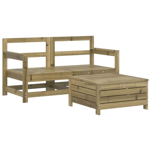 vidaXL Salon de jardin 3 Pièces bois de pin imprégné