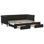 vidaXL Lit de jour avec gigogne et tiroirs sans matelas noir 90x200 cm