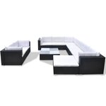 vidaXL Salon de jardin 10 Pièces avec coussins Résine tressée Noir
