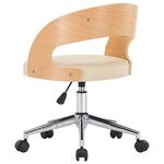 vidaXL Chaise pivotante à manger Crème Bois courbé et Similicuir