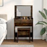 vidaXL Coiffeuse et tabouret chêne fumé 60x40x113 5 cm