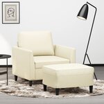vidaXL Fauteuil avec repose-pied Crème 60 cm Similicuir