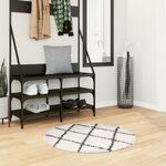 vidaXL Tapis shaggy à poils longs moderne crème et noir Ø 80 cm