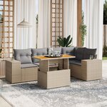 vidaXL Salon de jardin avec coussins 6 Pièces beige résine tressée