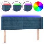 vidaXL Tête de lit à LED Bleu foncé 147x16x78/88 cm Velours