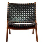 Chaise en teck et cuir noir PERUGIA