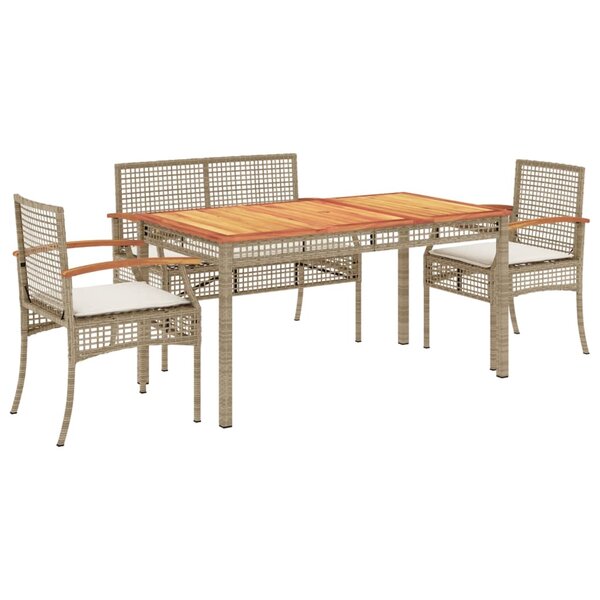 vidaXL Ensemble à manger de jardin coussins 4 Pièces beige résine tressée