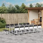 vidaXL Ensemble à manger de jardin avec coussins 17Pièces blanc textilène