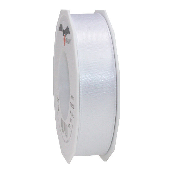 Satin double face 25-m-rouleau 25 mm blanc