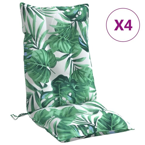 vidaXL Coussins de chaise à dossier haut lot de 4 modèle de feuille
