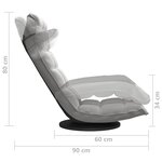 vidaXL Chaise de sol pivotante Gris clair Velours