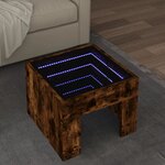 vidaXL Table basse avec LED infini chêne fumé 40x40x30 cm