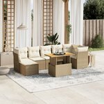 vidaXL Salon de jardin avec coussins 8 Pièces beige résine tressée