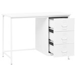 Bureau table poste de travail meuble d'ordinateur informatique étude industriel avec tiroirs 105 x 52 x 75 cm Acier blanc 02_0023864