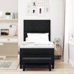 vidaXL Lit à Sommier avec Matelas et Banc Noir 100x200 cm Tissu