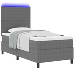 vidaXL Lit à Ressorts avec Matelas & Lumière LED Gris 100x200 cm Tissu en Velours Côtelé