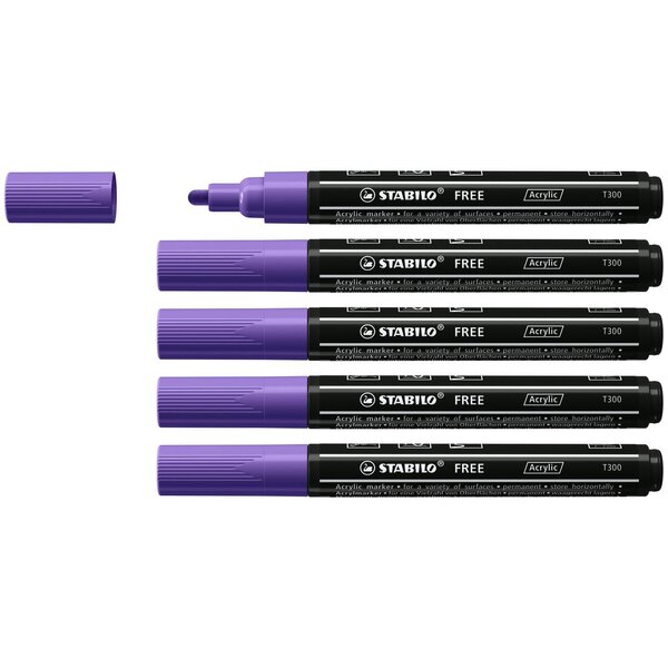Marqueur pointe fine FREE acrylic T100 blanc x 5 STABILO