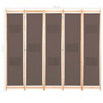 vidaXL Cloison de séparation 5 panneaux Marron 200 x 170 x 4 cm Tissu