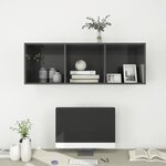 vidaXL Meuble TV mural Gris brillant 37x37x107 cm Bois d’ingénierie