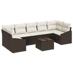 vidaXL Ensemble de canapés de jardin 8 pièces avec coussins en poly rotin marron