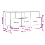 vidaXL Meuble TV blanc 102x36x50 cm bois d'ingénierie